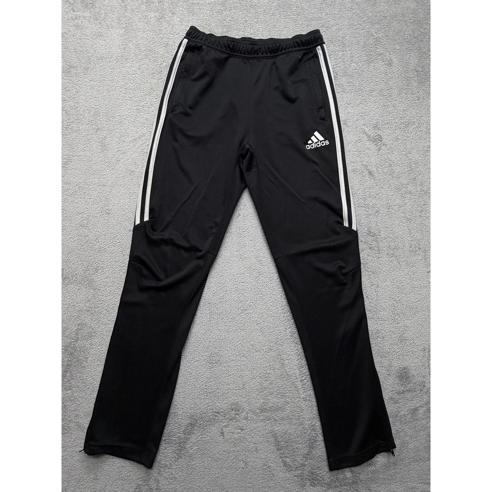 Adidas Track Pants Youth Large Black Three Stripes Ankle Zip Soccer Training‎